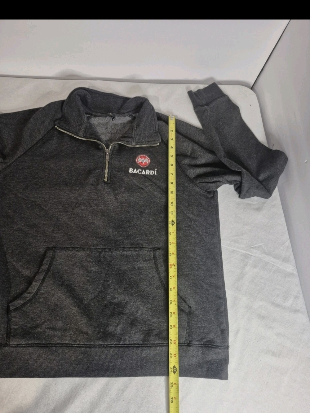 Bacardi Men's 1/4 Zip Fleece Sweatshirt Pullover Kangaroo Pockets Black Size MD - Picture 5 of 7